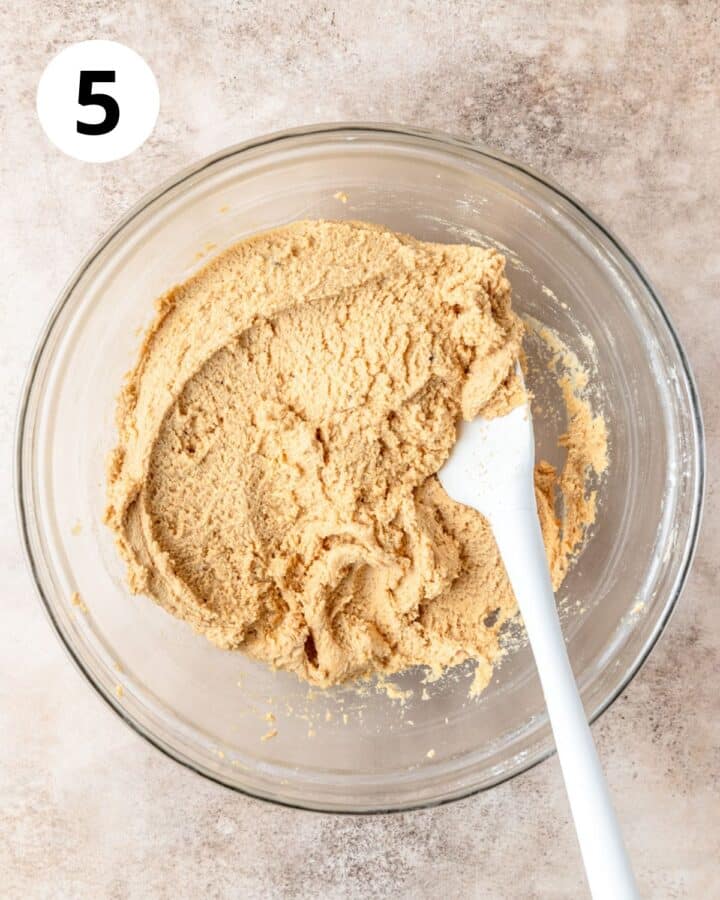 pumpkin cookie dough in bowl.