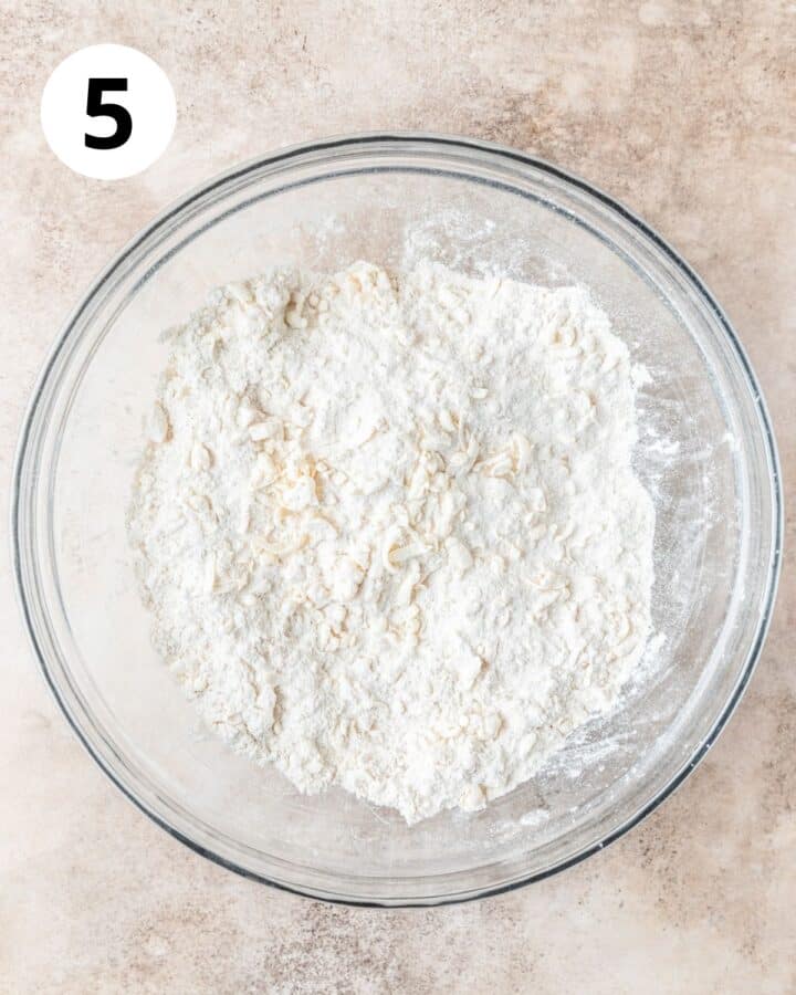 frozen butter incorporated into flour mixture. 