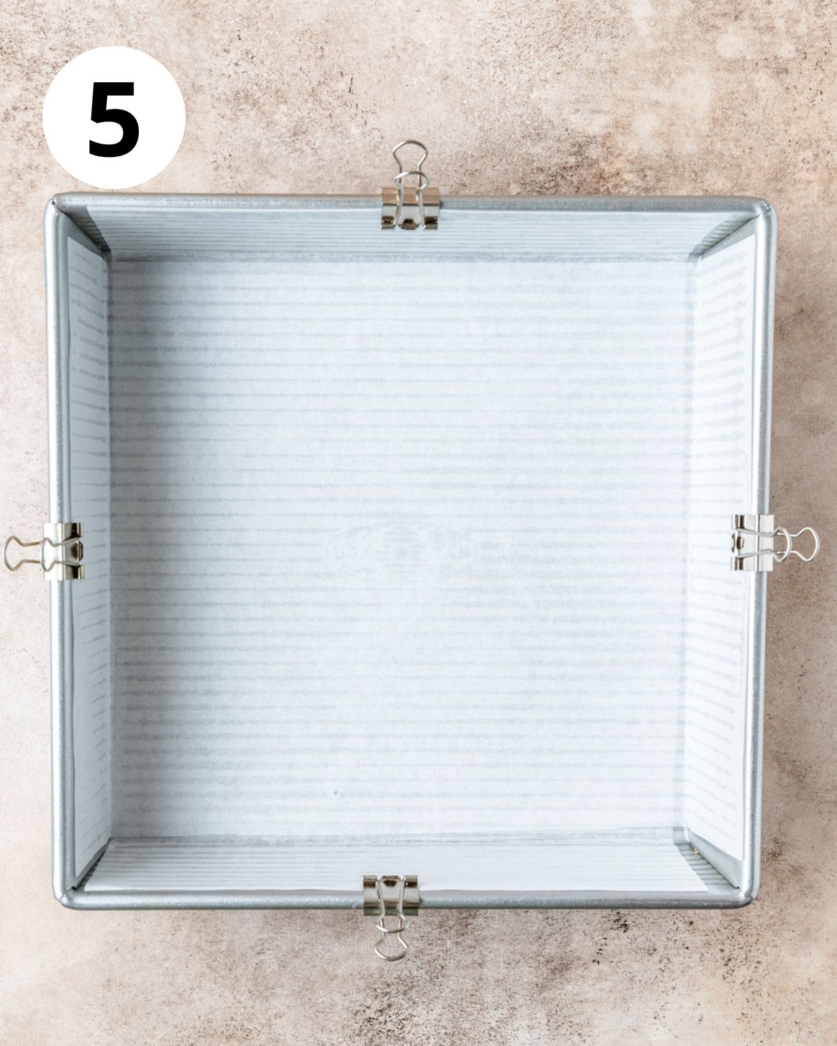 square baking pan lined with parchment paper.