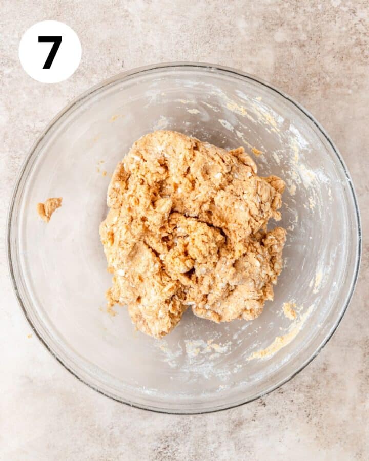 pumpkin scone dough in bowl.