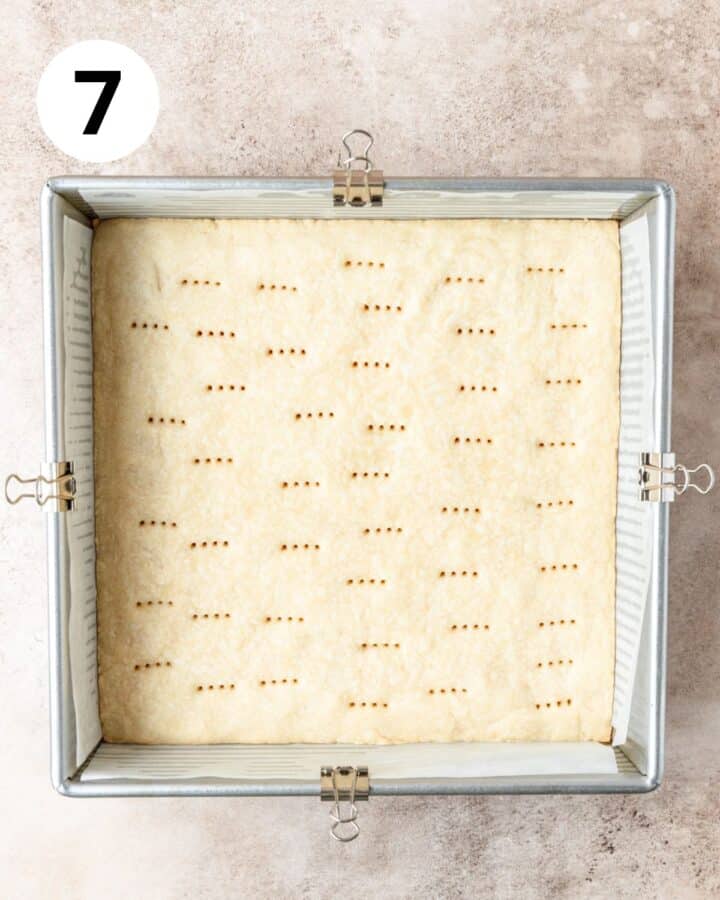 shortbread crust after par baking.