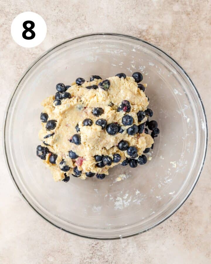 blueberry scone dough in bowl.