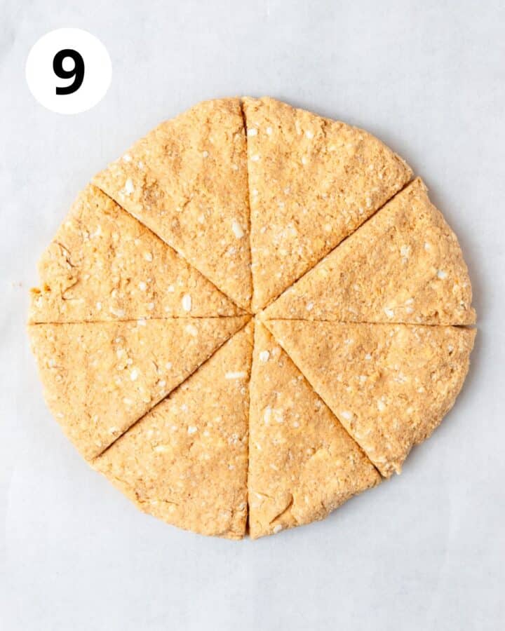 pumpkin scones cut into triangles. 
