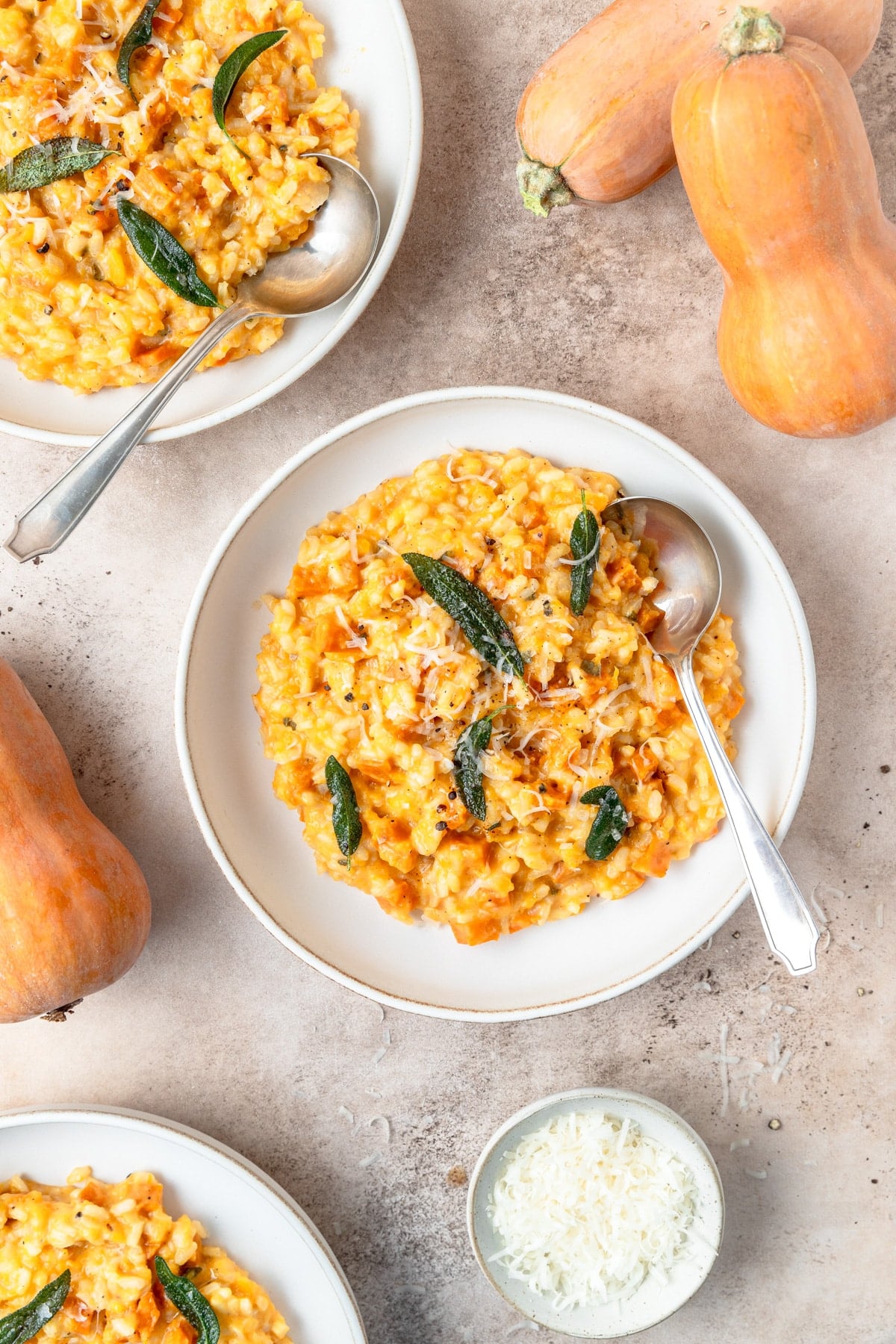creamy butternut squash risotto with crispy sage.