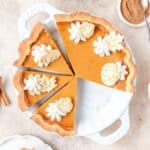 bourbon pumpkin pie with whipped cream.