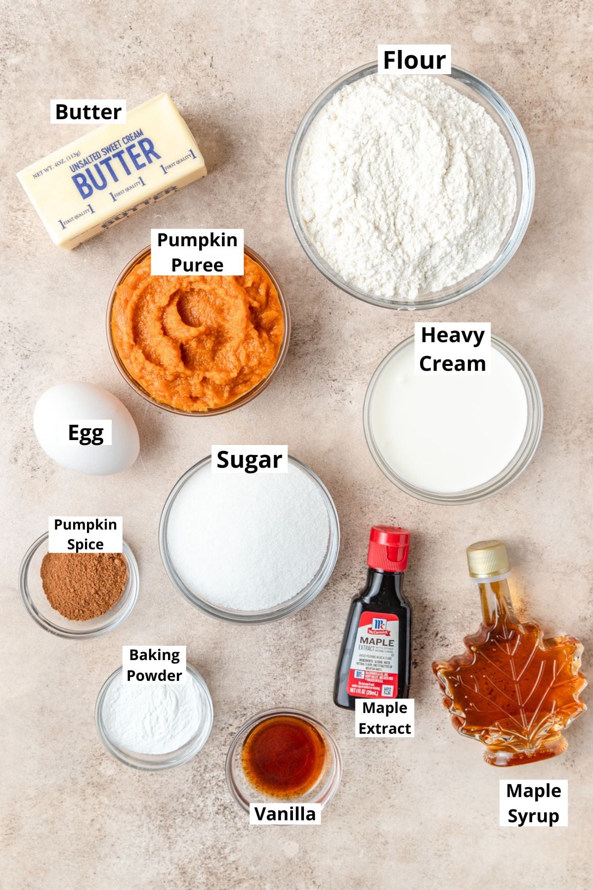 pumpkin scones ingredients. 