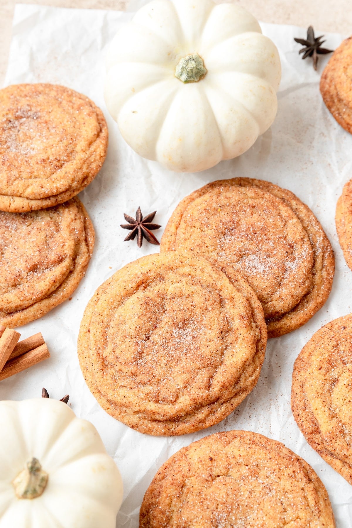 pumpkin snickerdoodle cookies with brown butter.