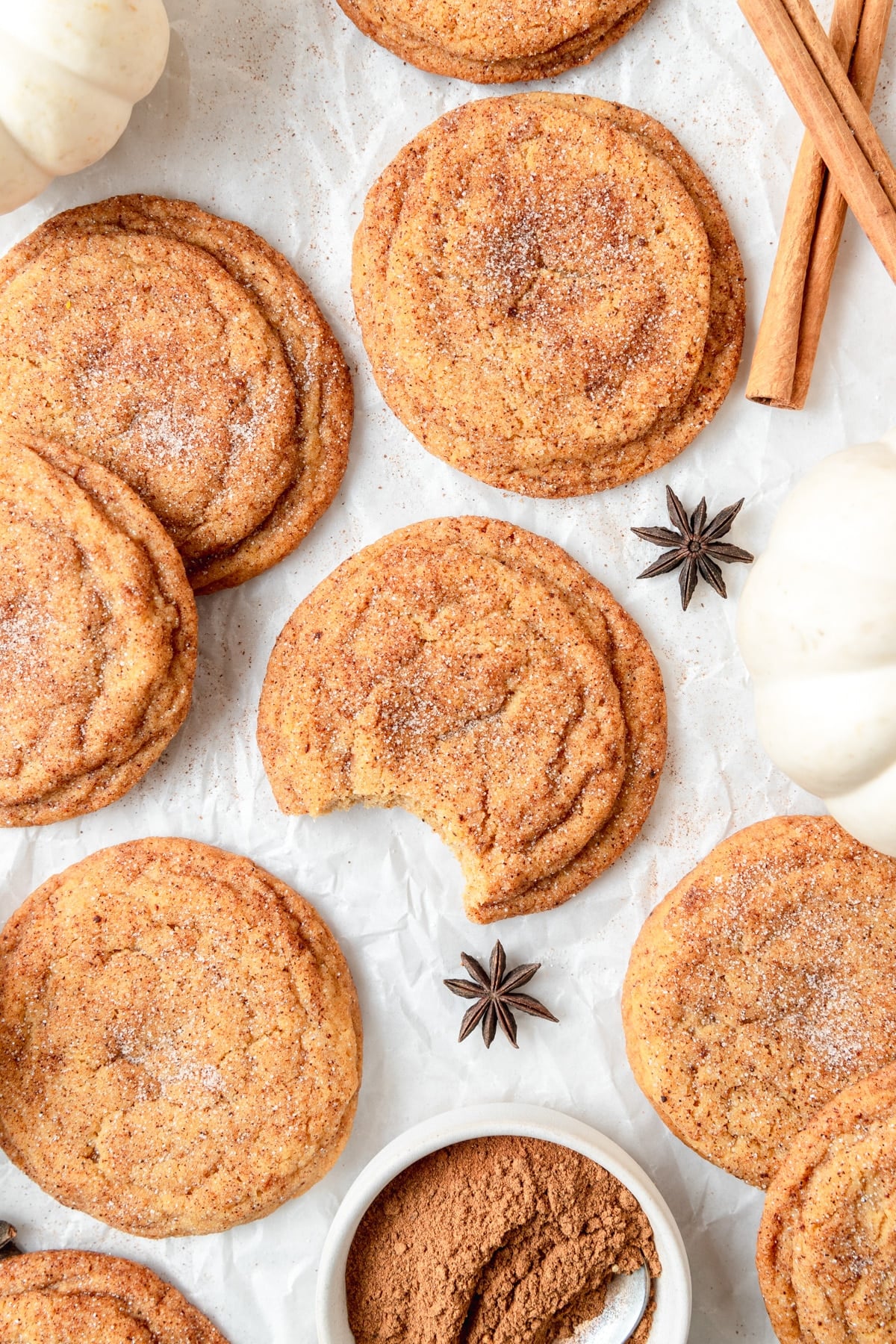 pumpkin snickerdoodle cookies with pumpkin spice.