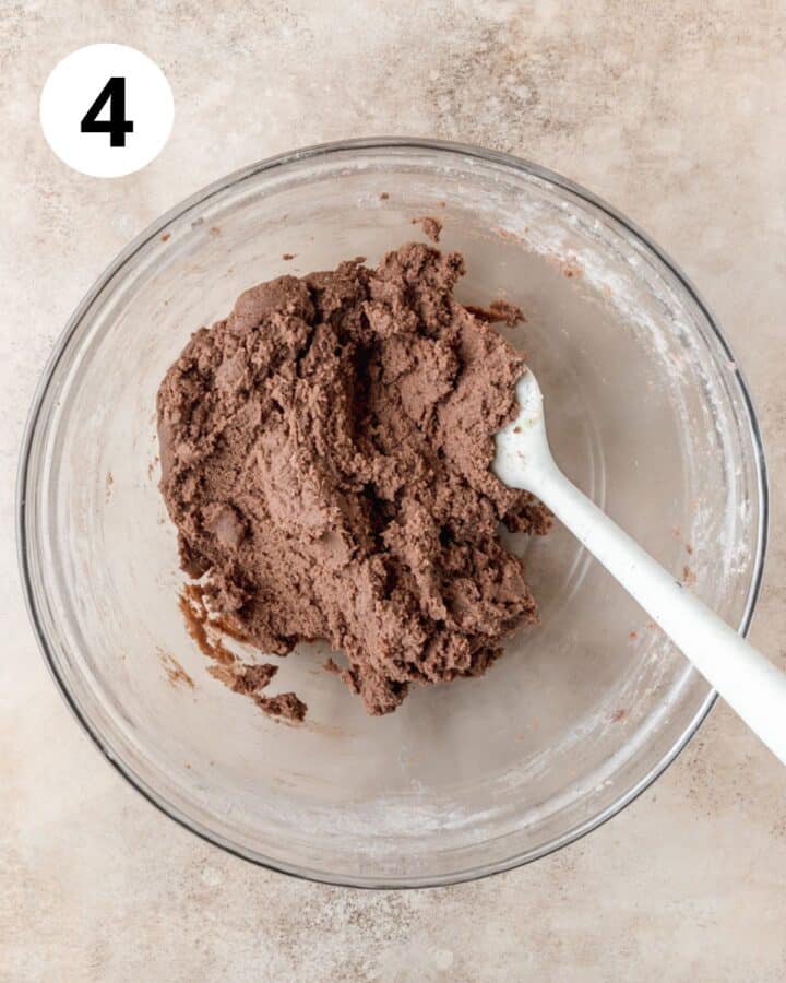 chocolate biscotti dough in bowl.