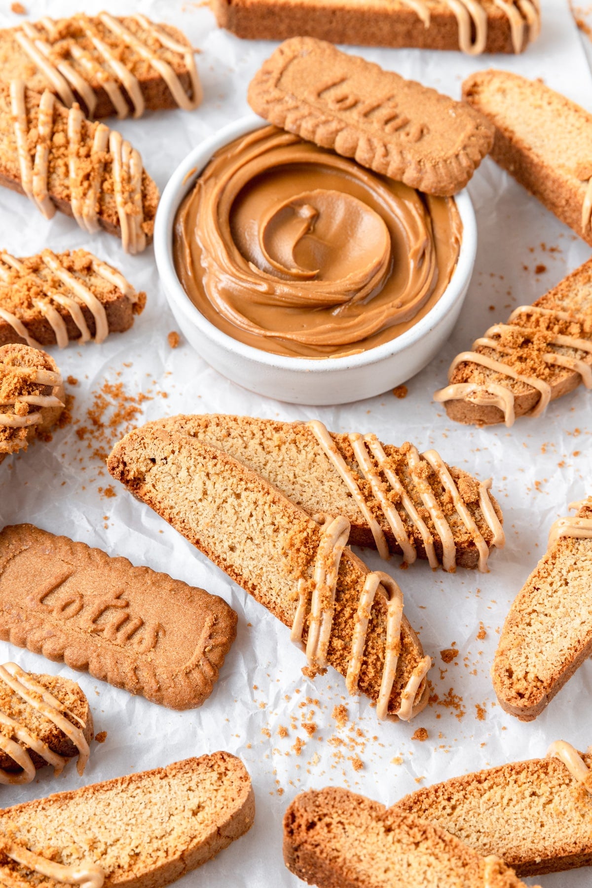 homemade biscotti with biscoff cookie butter.