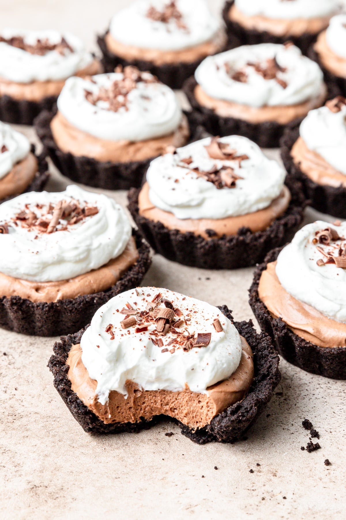 chocolate mousse tarts.