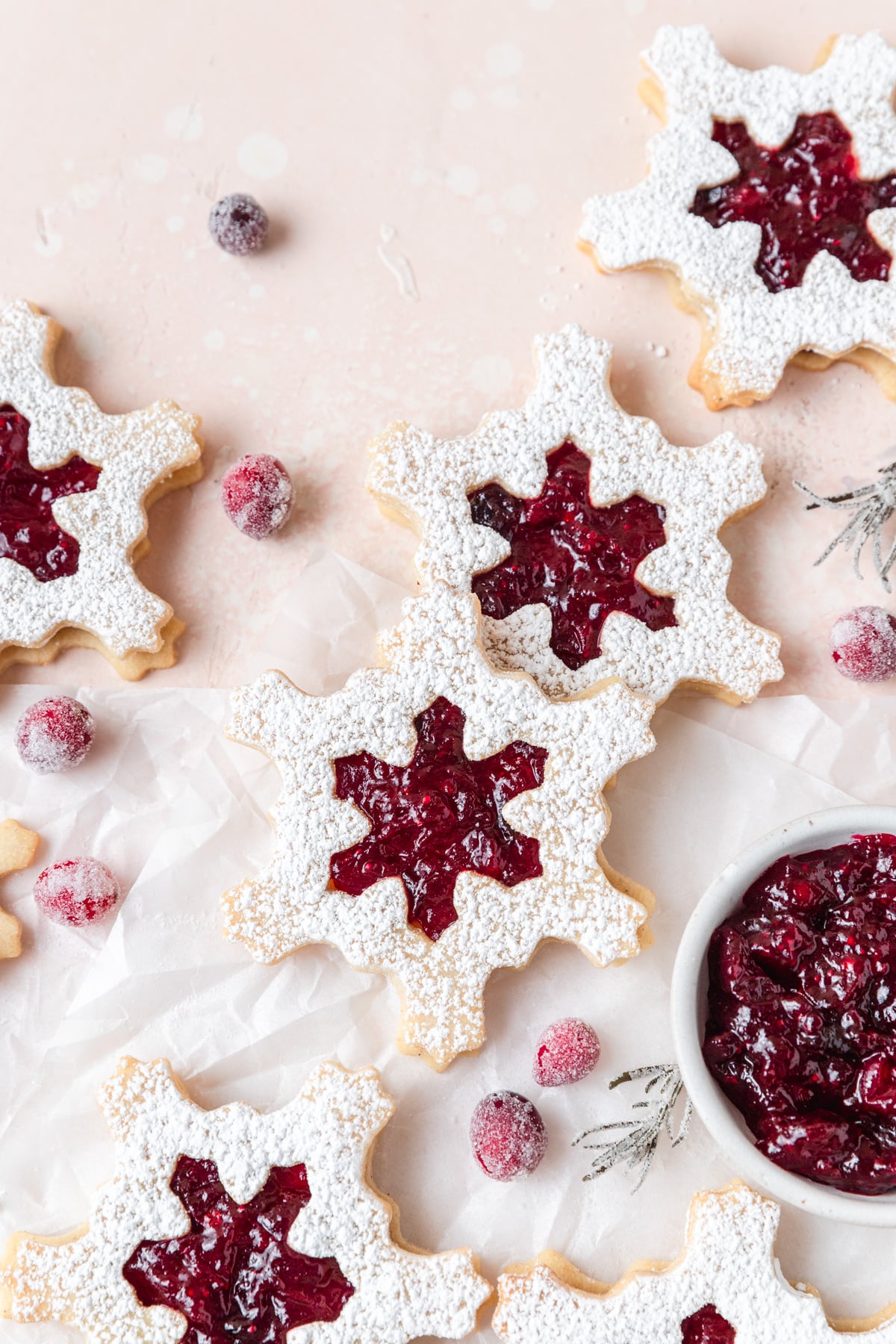 cranberry linzer cookies.