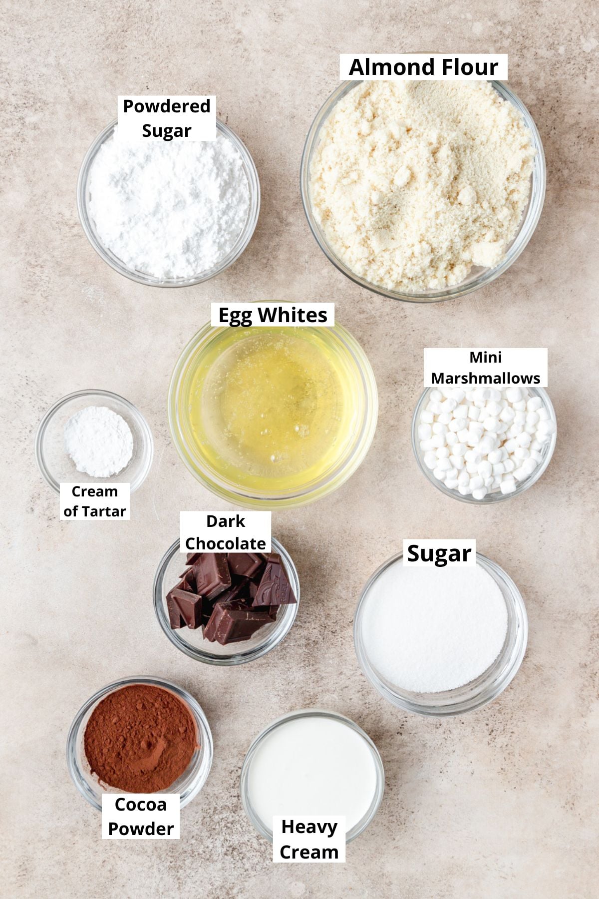 ingredients for hot chocolate macarons.