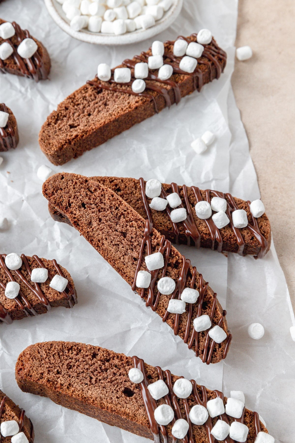 chocolate biscotti with mini marshmallows.