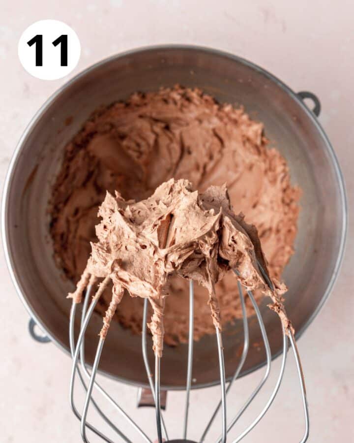 after beating second egg into chocolate mousse.