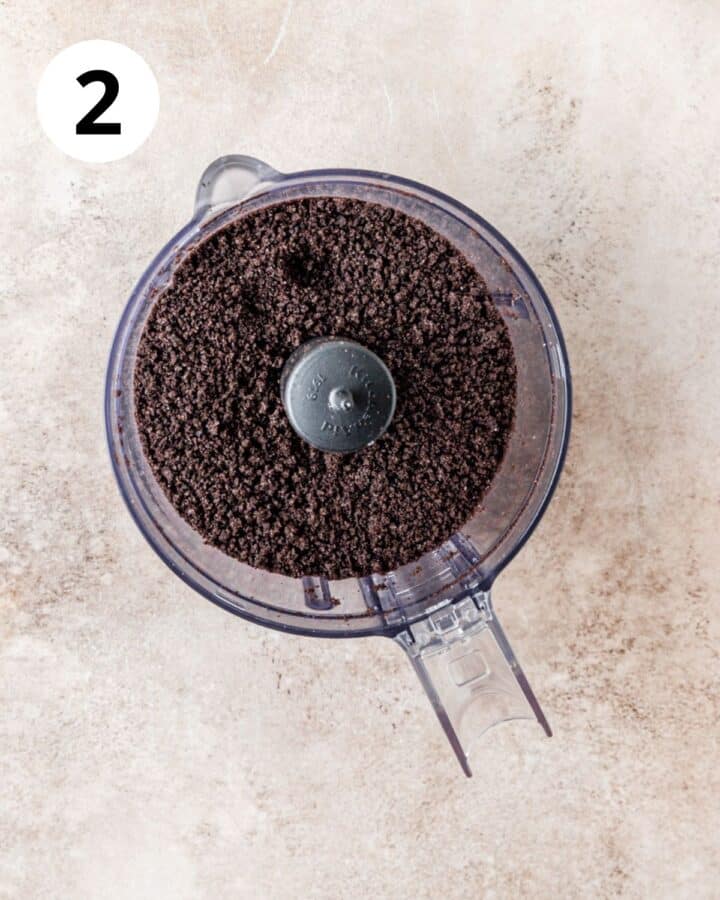 oreo crumbs in food processor.