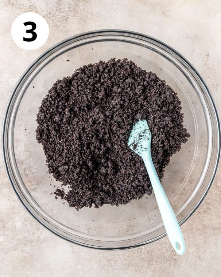 oreo crust in bowl.