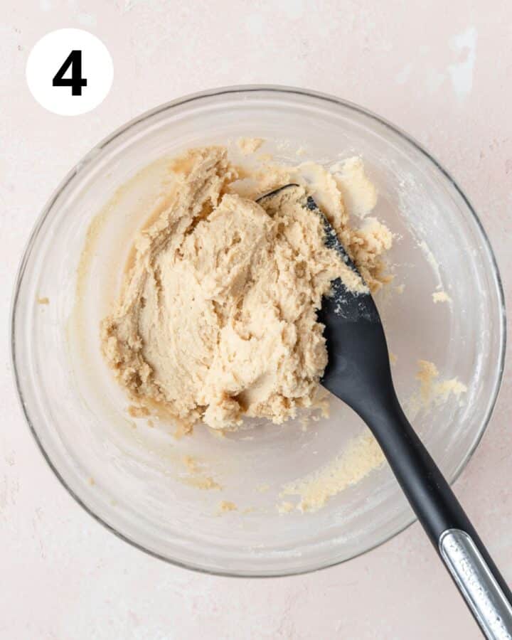 linzer cookie dough in bowl.