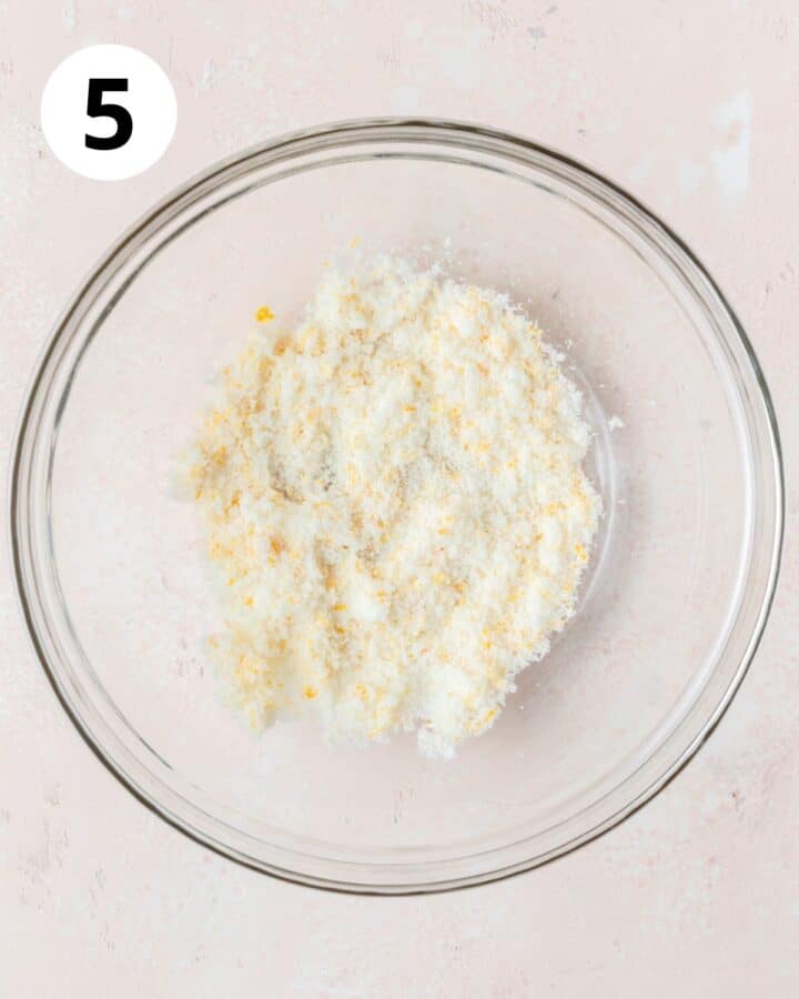rubbing orange zest into sugar.