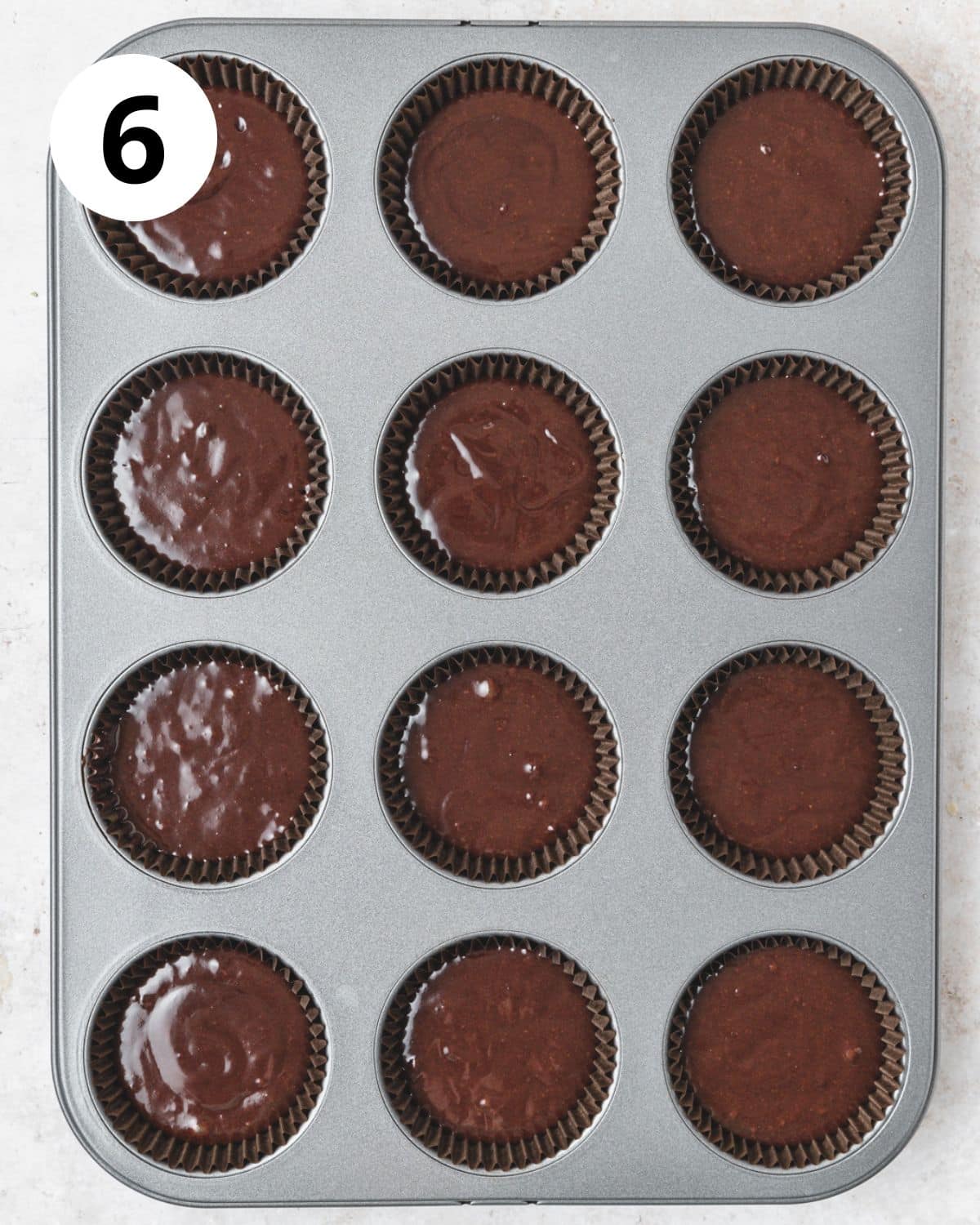 chocolate cupcakes before baking.