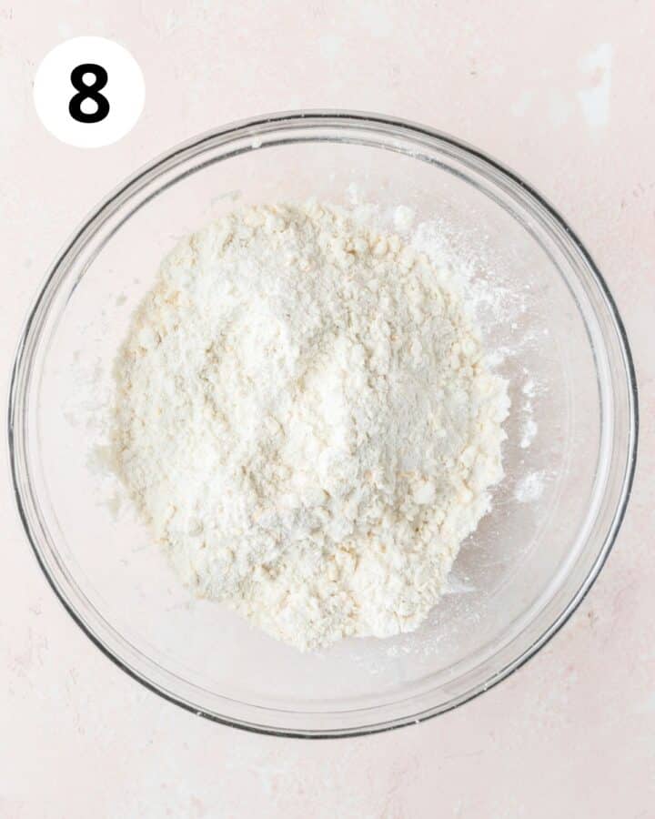 frozen butter incorporated into dry ingredients. 