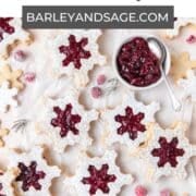 snowflake cranberry linzer cookies pin.