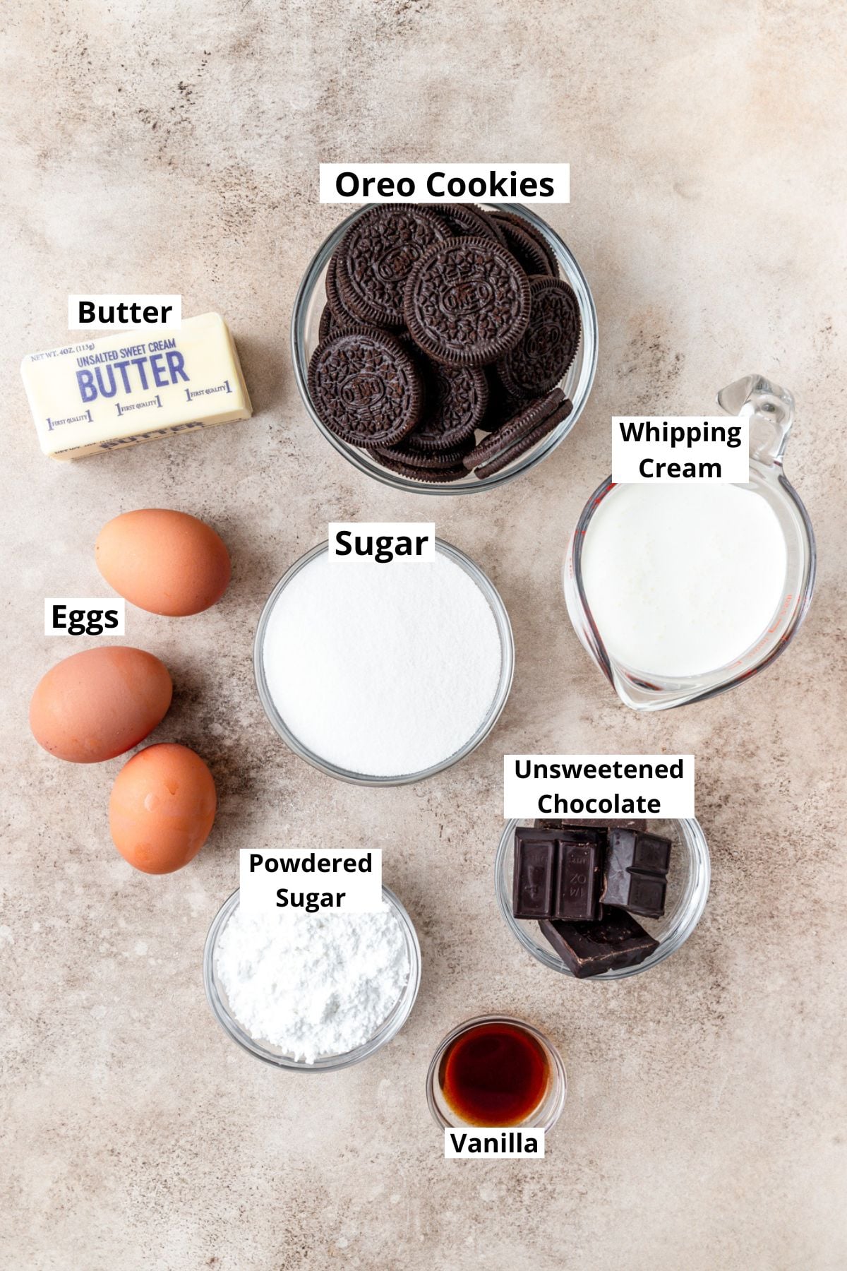 ingredients for mini chocolate mousse tarts.