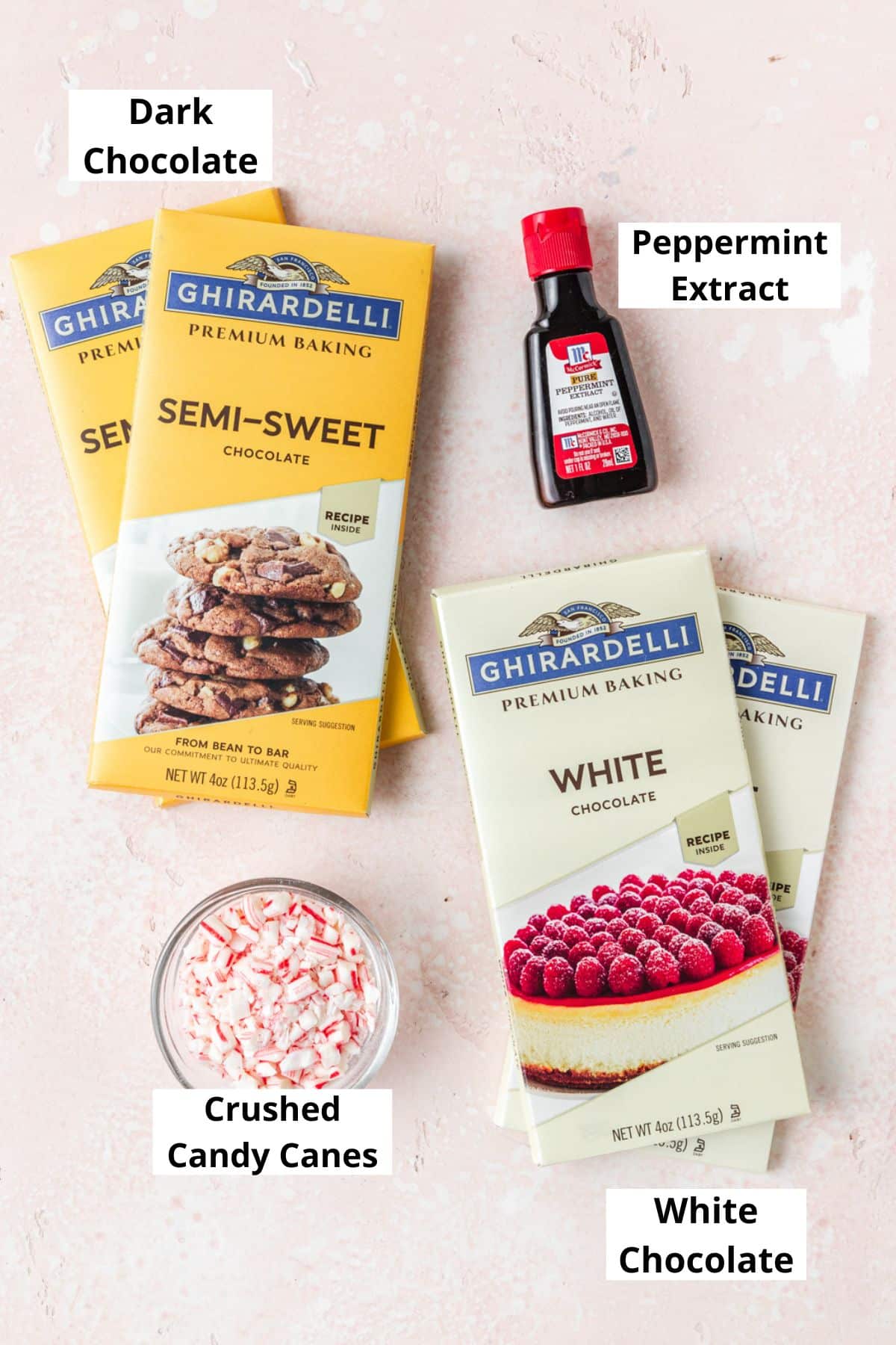 ingredients for marbled peppermint bark.