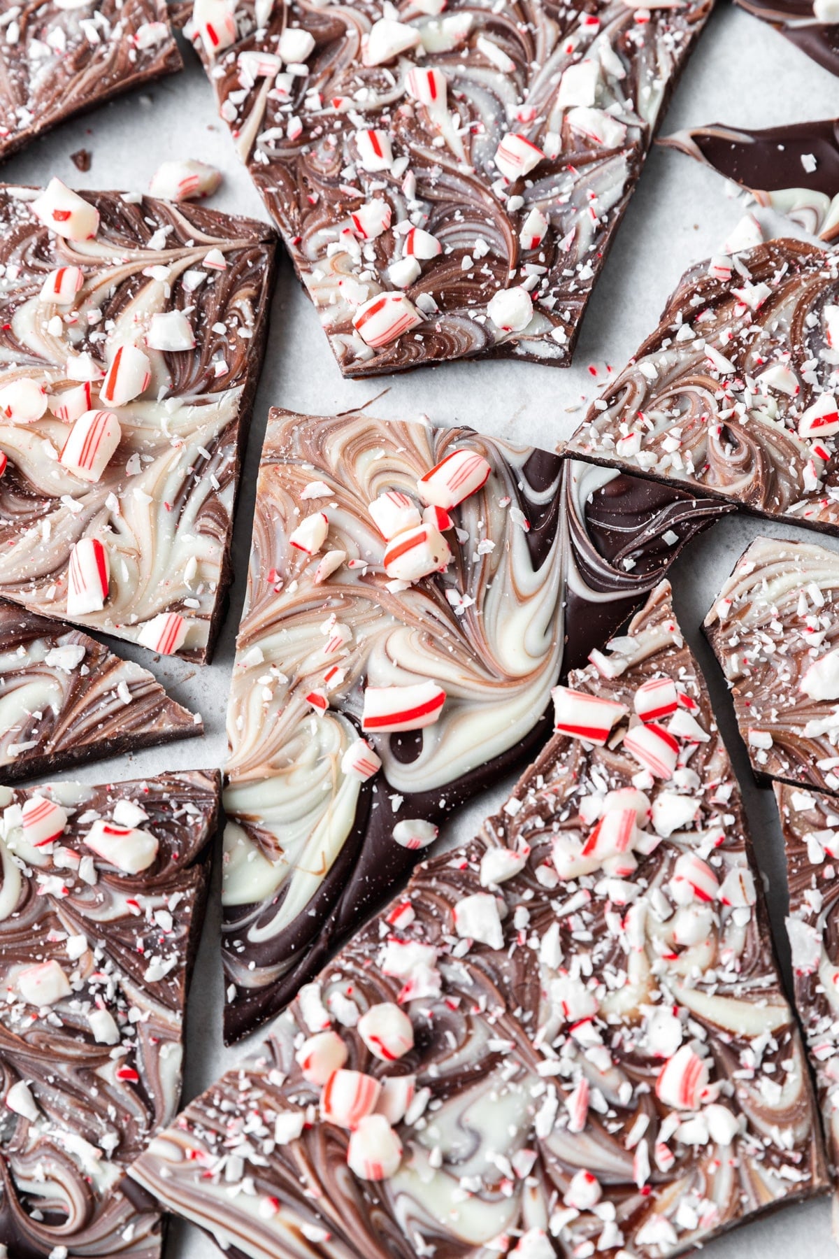 white and dark chocolate peppermint bark.