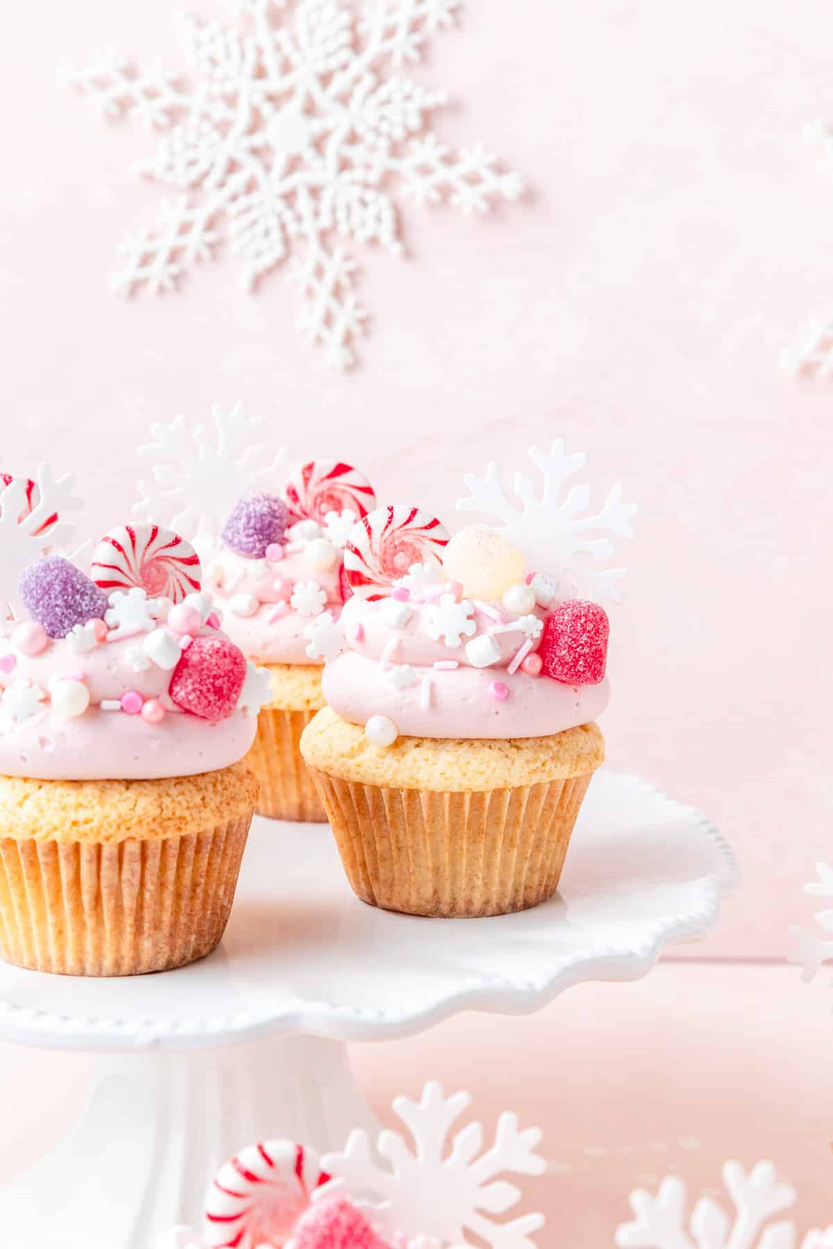 tray of sugar plum fairy cupcakes.