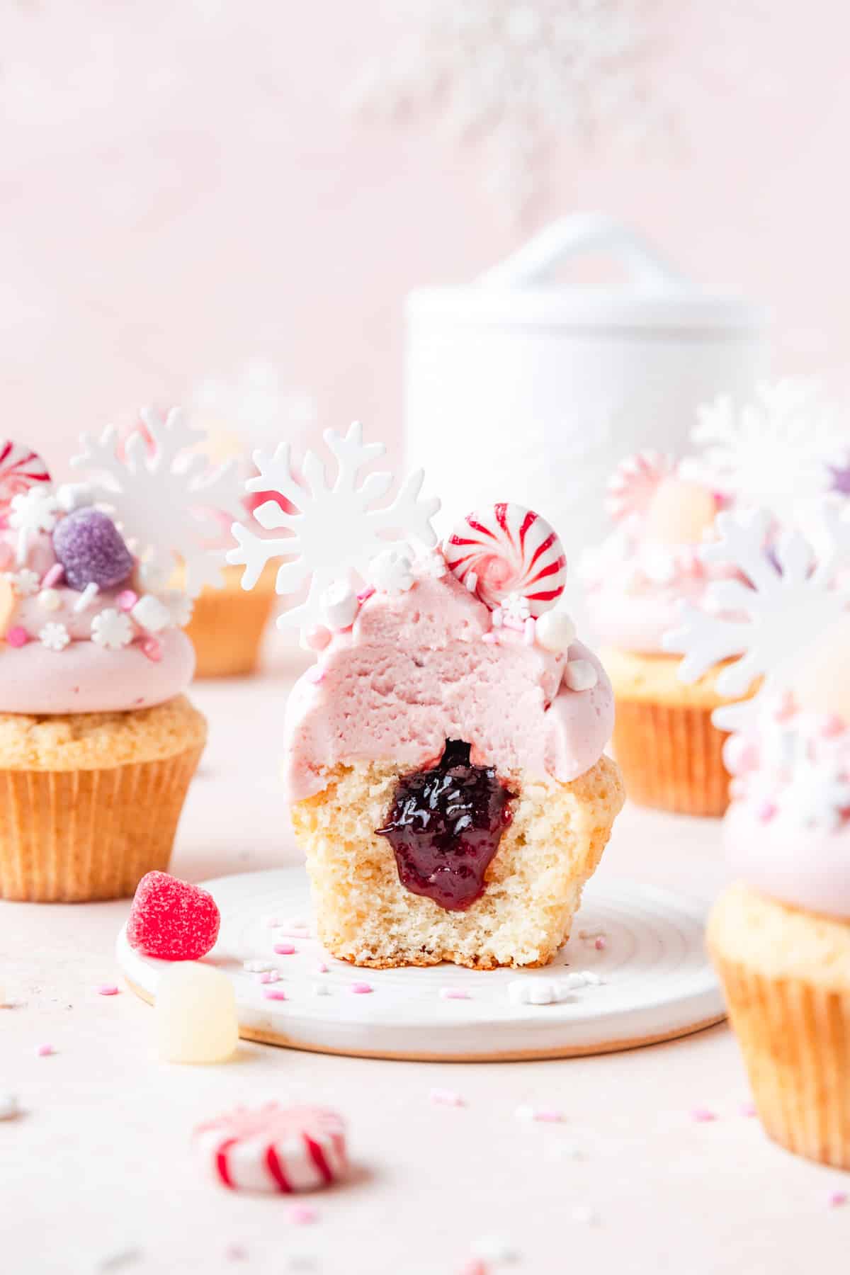sugar plum fairy cupcakes filled with plum jam.