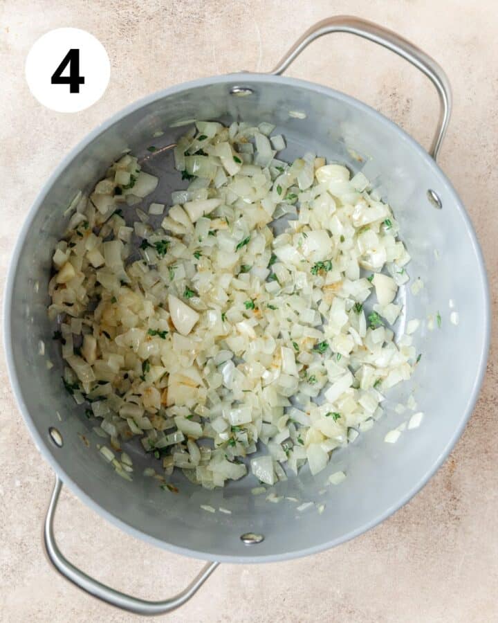 sautéed onion in pot.