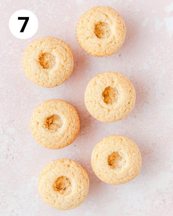 remove centers of cupcakes.