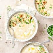 creamy roasted garlic cauliflower soup.