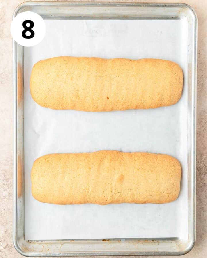orange biscotti after first bake.