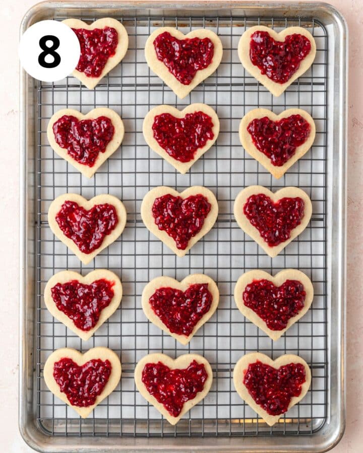 cookie bottoms filled with raspberry jam.