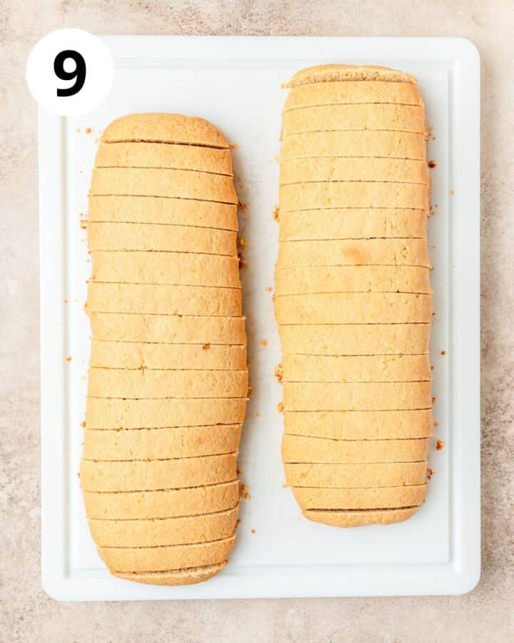 orange biscotti cut into slices.