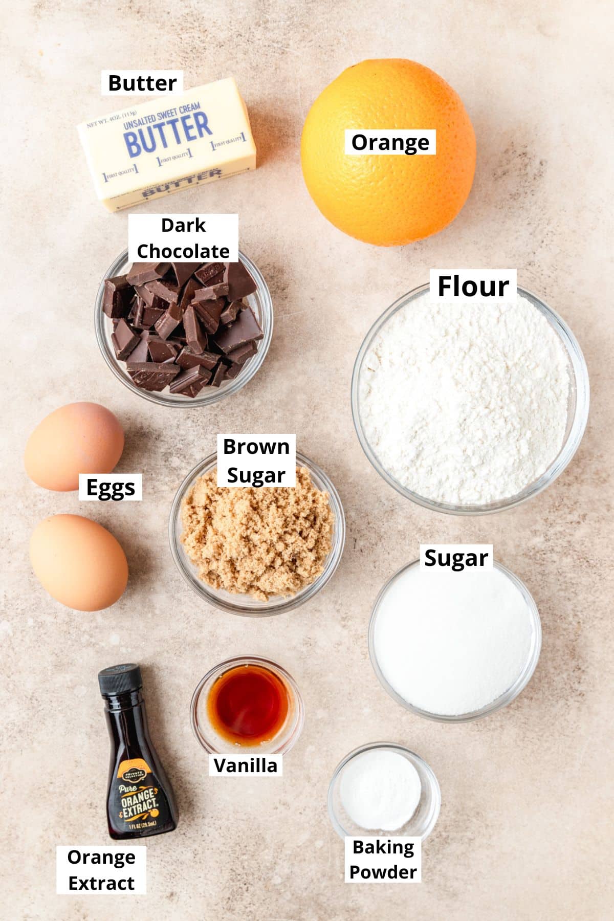 chocolate orange biscotti ingredients.