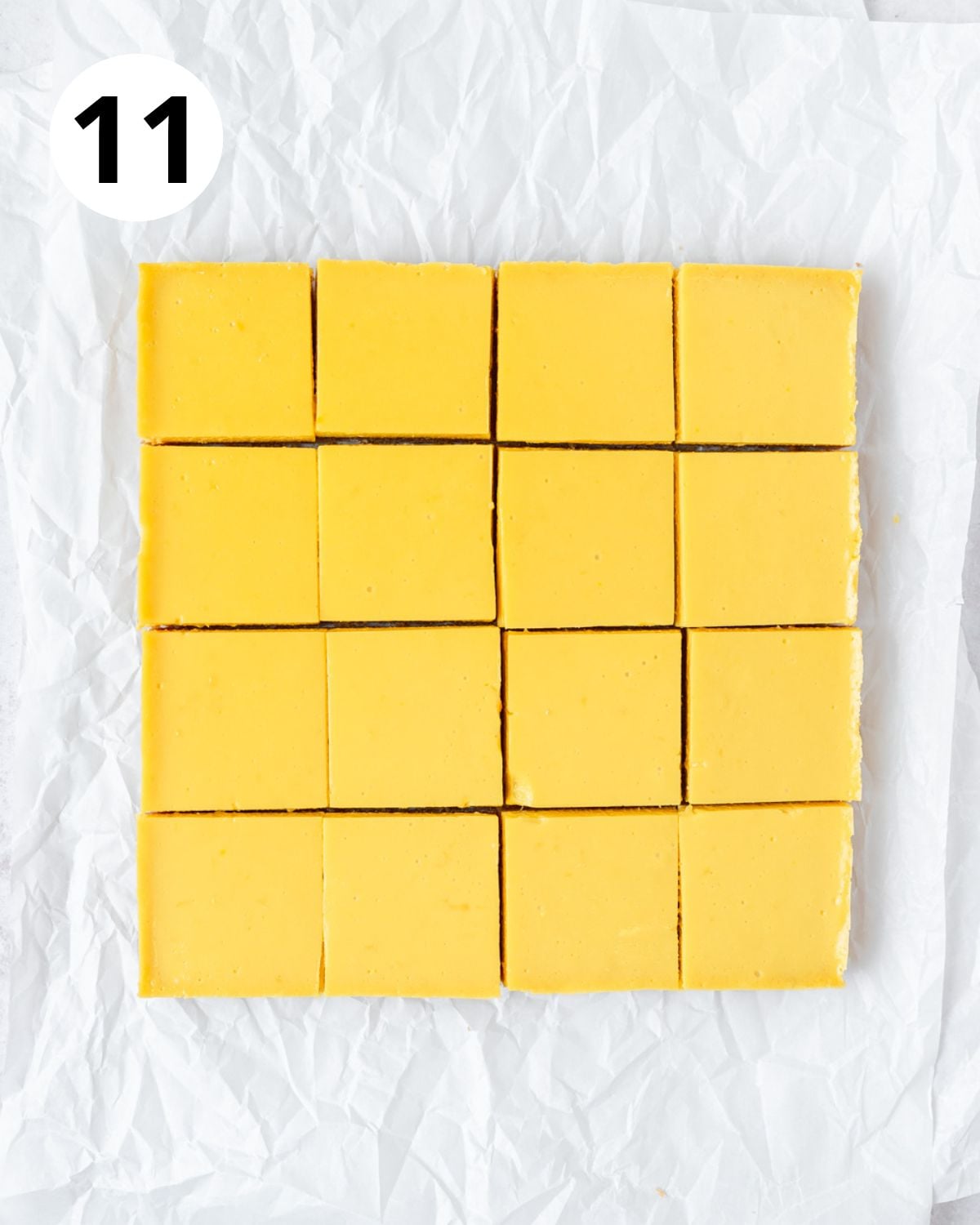 lemon bars after chilling cut into squares.