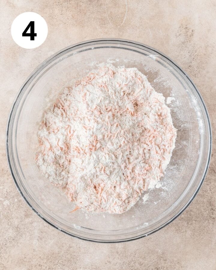 carrots tossed in flour mixture.