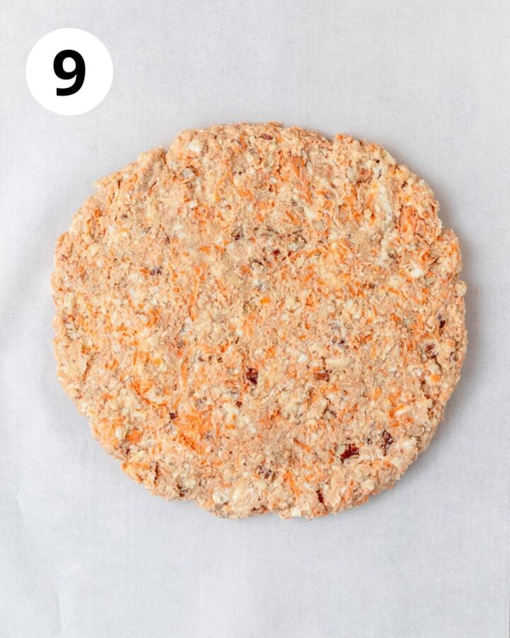 carrot cake scone dough pressed into large circle.
