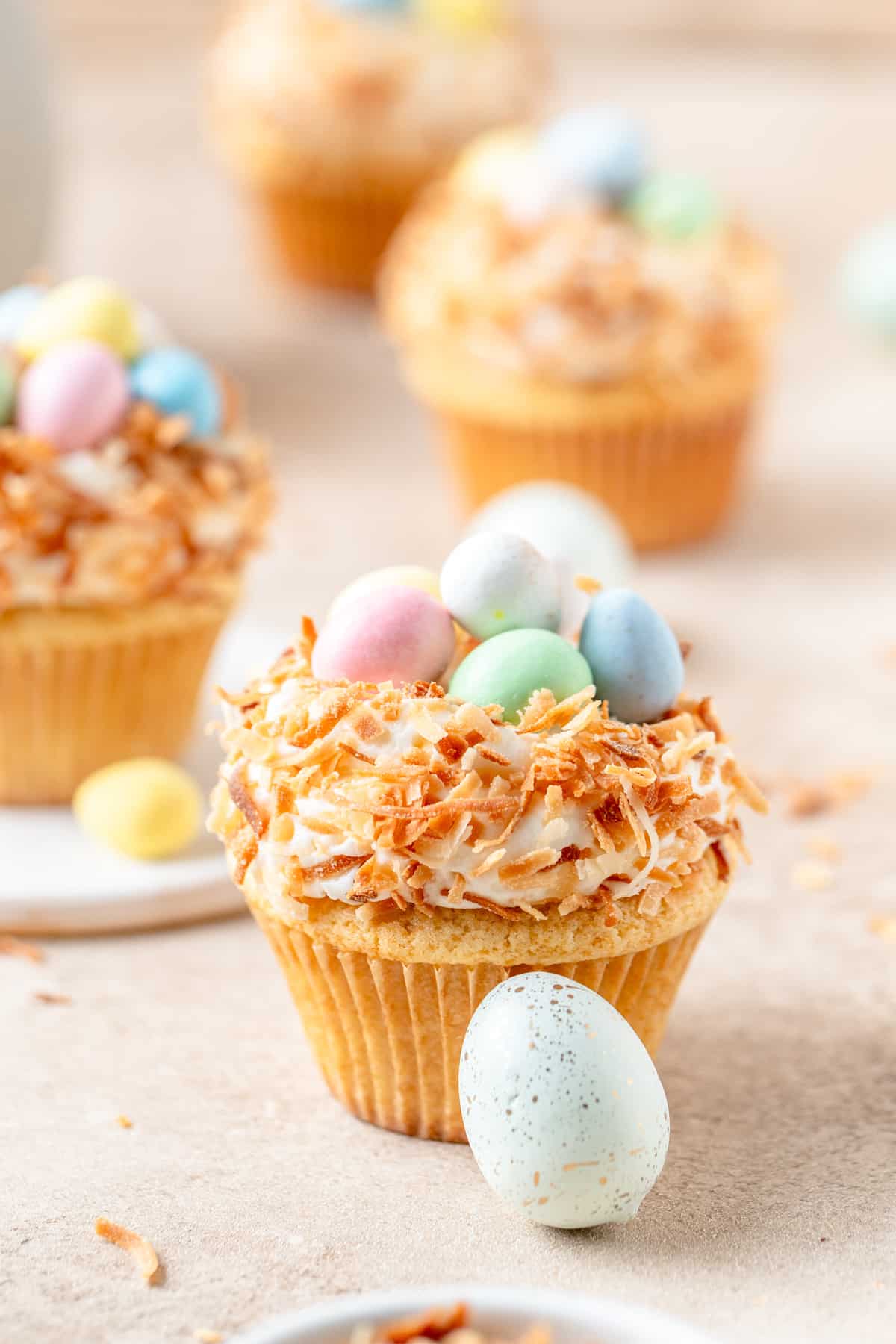 coconut birds nest cupcakes. 