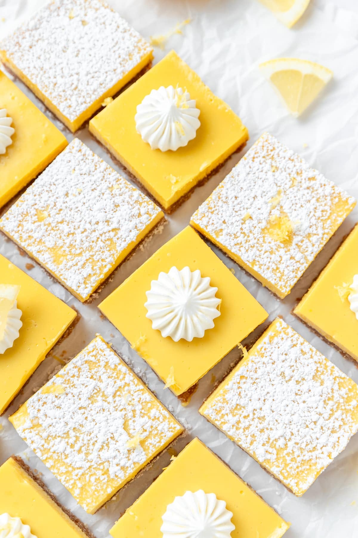 homemade lemon bars with graham cracker crust. 