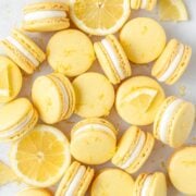 lemon macarons with cream cheese frosting.