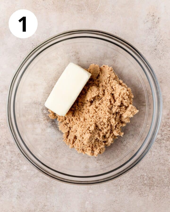 butter and brown sugar in bowl.