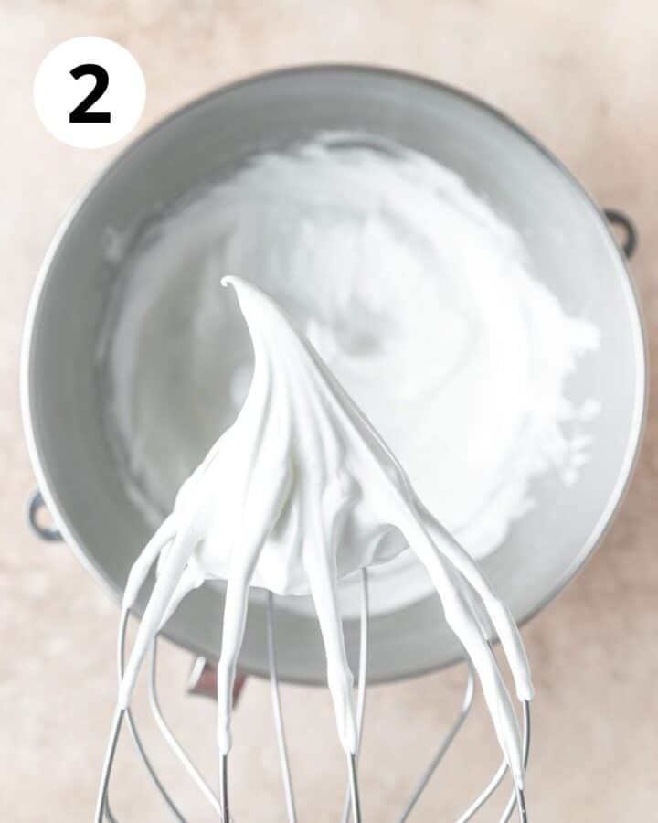 egg whites whipped to stiff peaks.