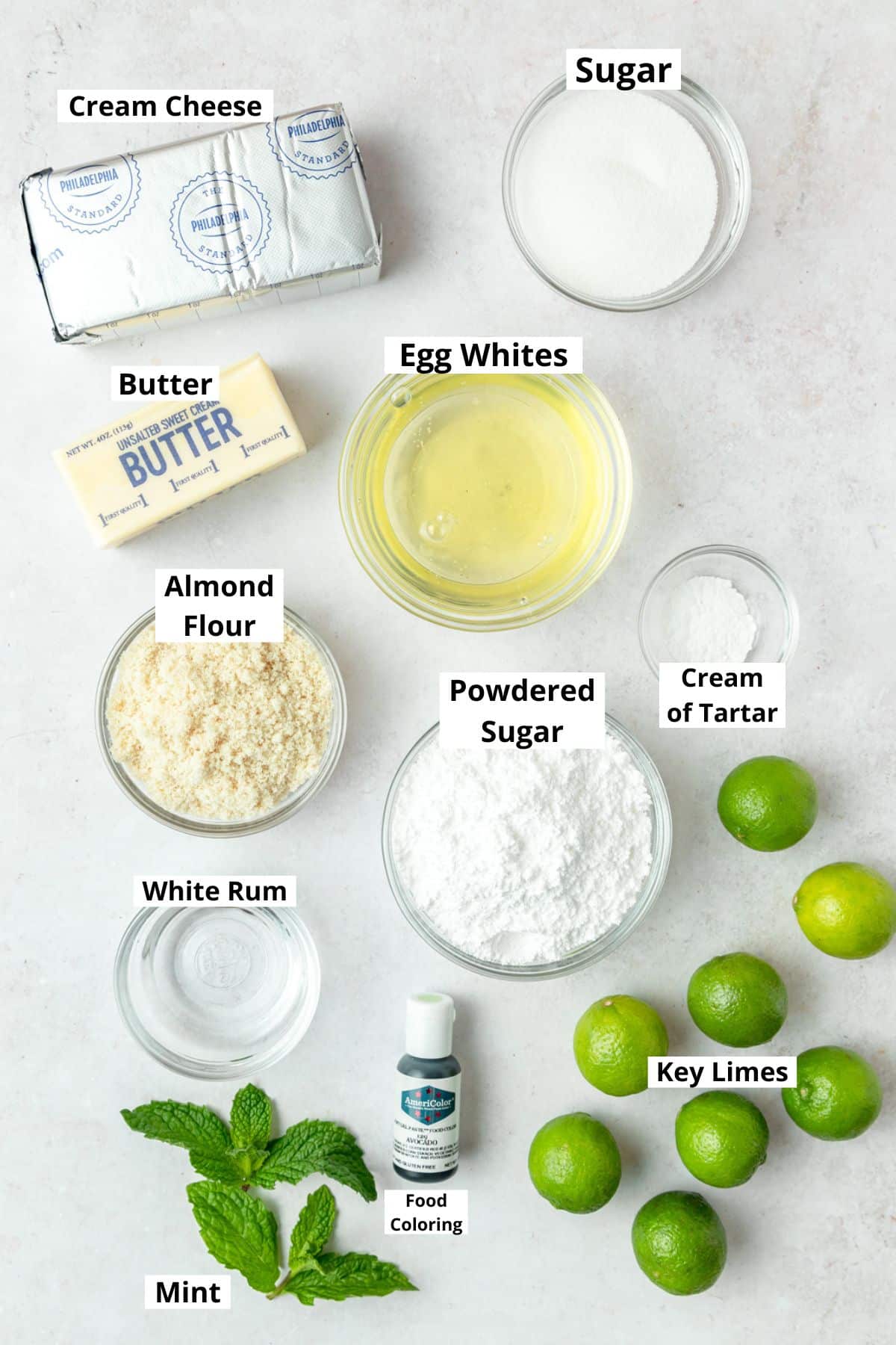 ingredients for mojito macarons.