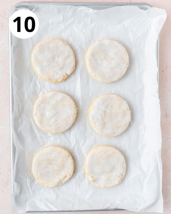 brushing tops with cream before baking.