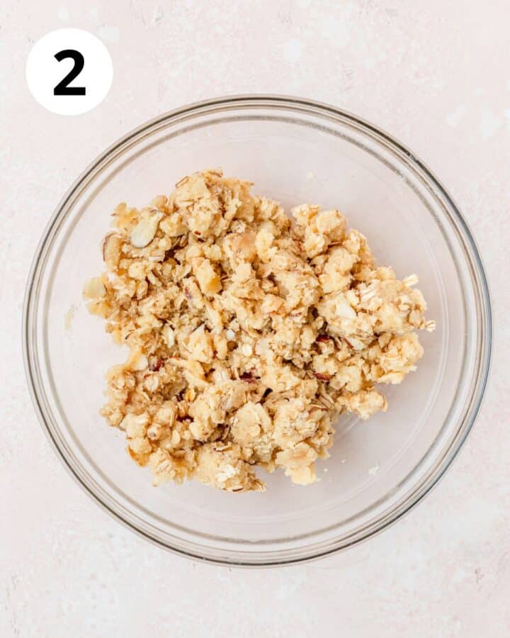 crumbled crisp topping in bowl.