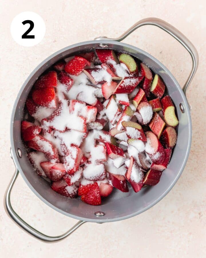 adding sugar to pot.